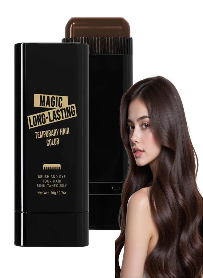 Suaxova Hair Color Comb,2-in-1 Color Correction Stick with Comb to Cover Gray and White Hair,Safe Convenient Waterproof and Sweat-Proof Comb Hair Dye Cream,Brown Portable Hair Colouring - Image 1